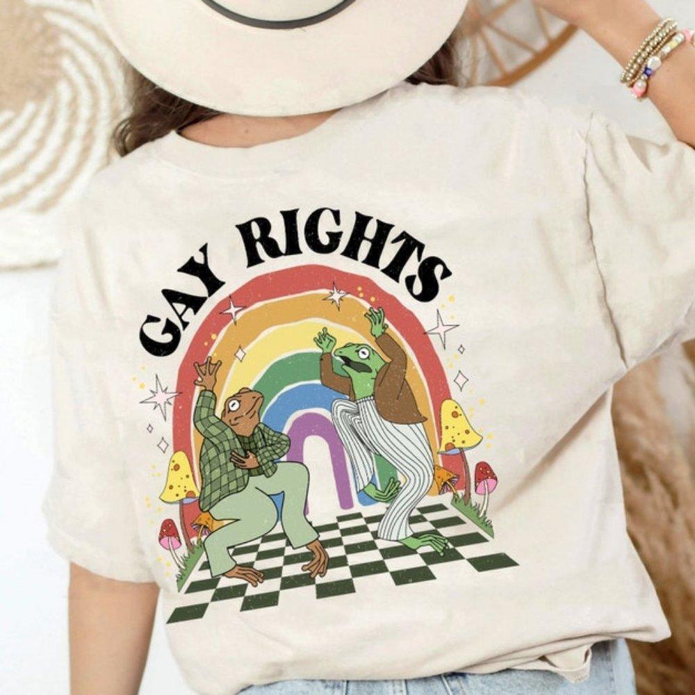 Say Gay Frog Toad LGBTQ Pride Rainbow Graphic T-Shirt